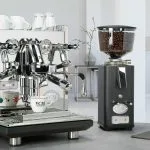 ECM Synchronika Dual Boiler Coffee Machine with coffee grinder and coffee tamper