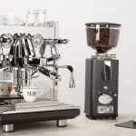 ECM Synchronika Dual Boiler Coffee Machine With Coffee Grinder In Kitchen