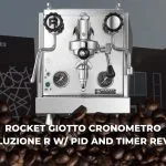 Rocket Espresso Giotto Cronometro Evoluzione R W/ PID & Timer placed infront of the Coffee Complex shop.