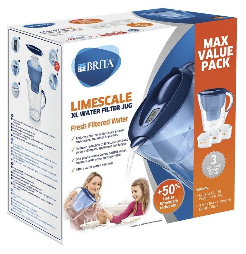 Brita Premium Limescale XL Water Filter Jug Blue 3.5L